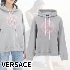 VERSACE  |Long Sleeves Plain Cotton Hoodies & Sweatshirts