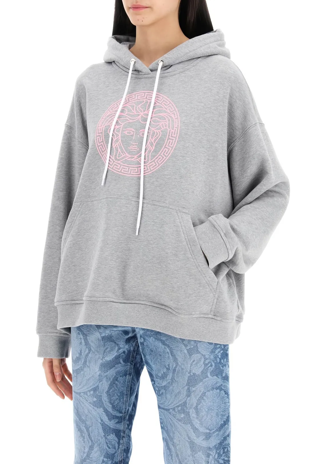 VERSACE  |Long Sleeves Plain Cotton Hoodies & Sweatshirts