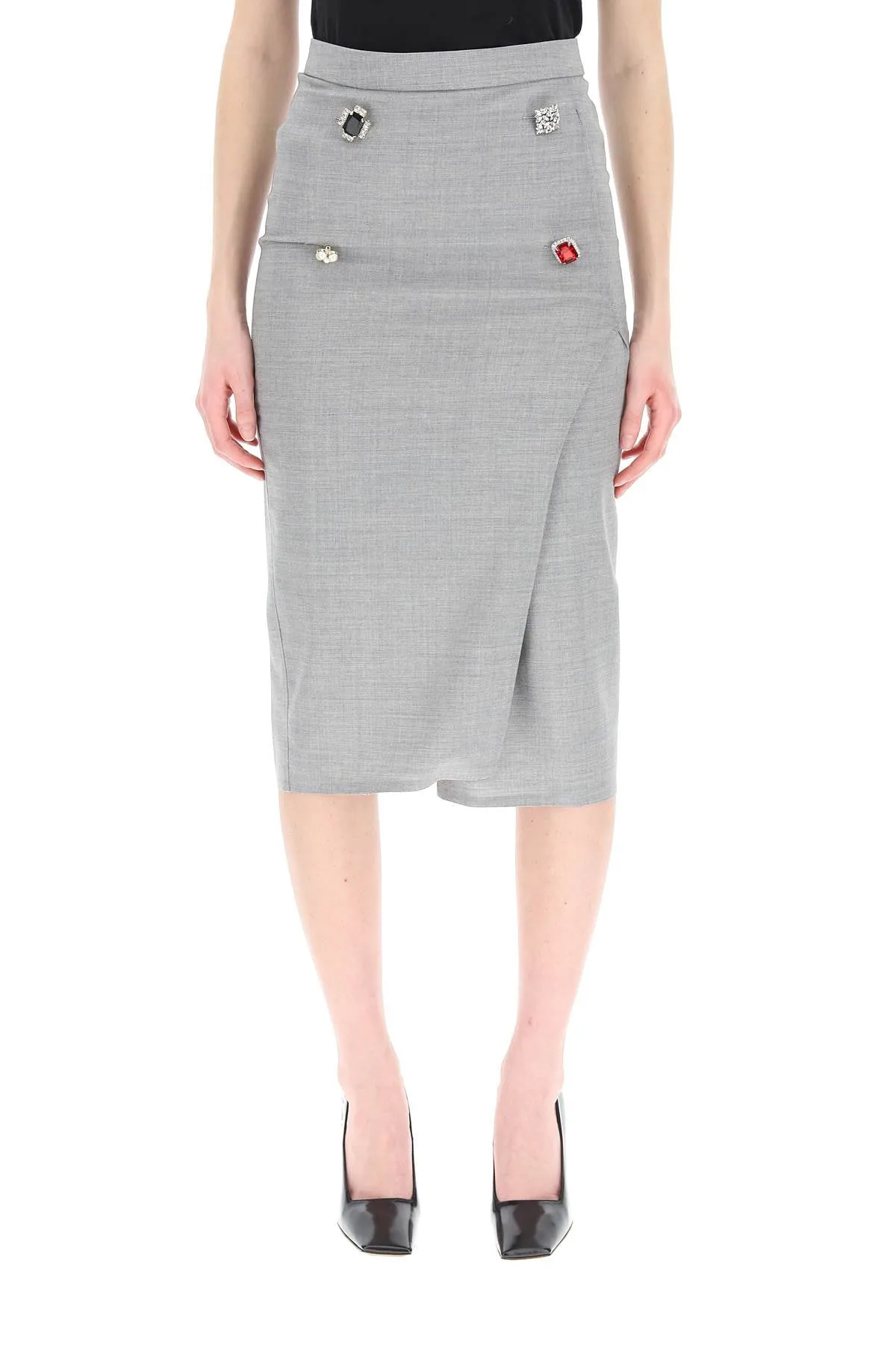 Vetements Embellished-Button Pencil Skirt