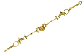 Victorian 14 Karat Yellow Gold Fox Hunt Horse Link Bracelet