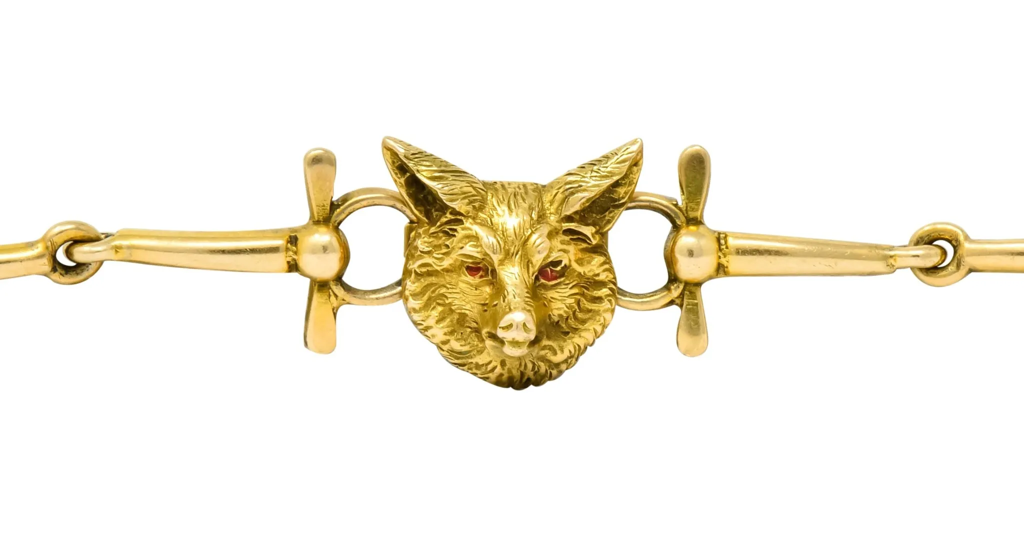 Victorian 14 Karat Yellow Gold Fox Hunt Horse Link Bracelet