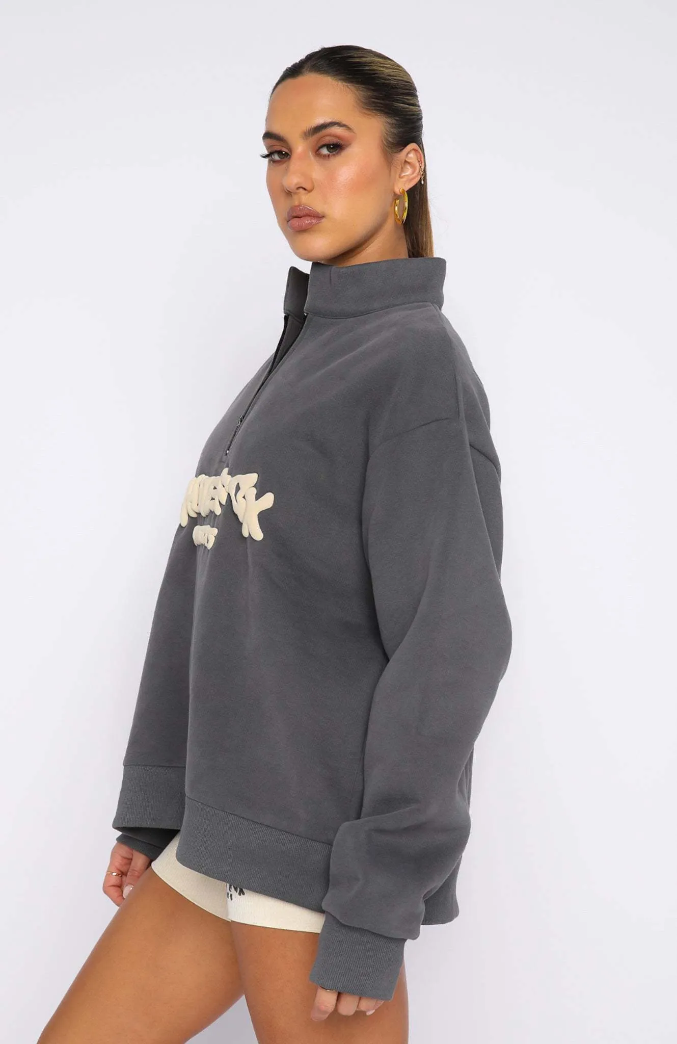 WHITE FOX  |Blended Fabrics Street Style Long Sleeves Oversized Logo