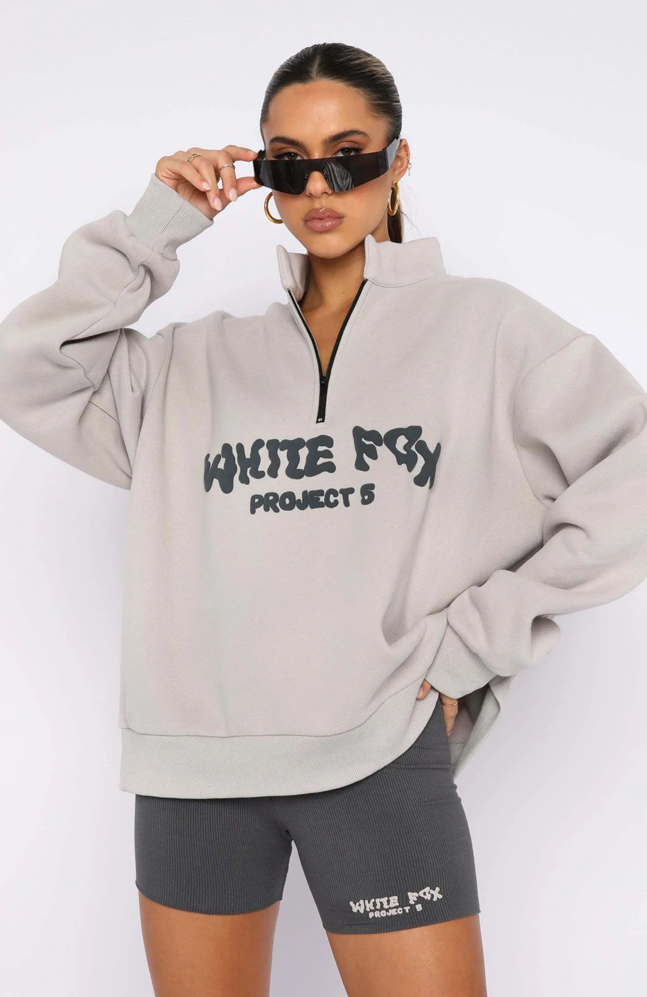 WHITE FOX  |Blended Fabrics Street Style Long Sleeves Oversized Logo