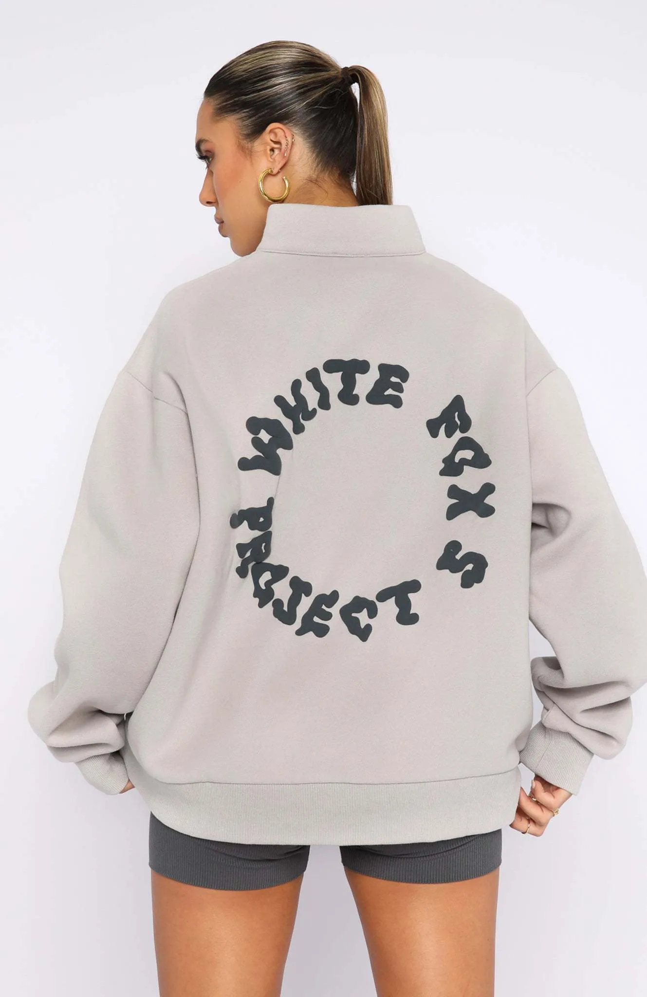 WHITE FOX  |Blended Fabrics Street Style Long Sleeves Oversized Logo