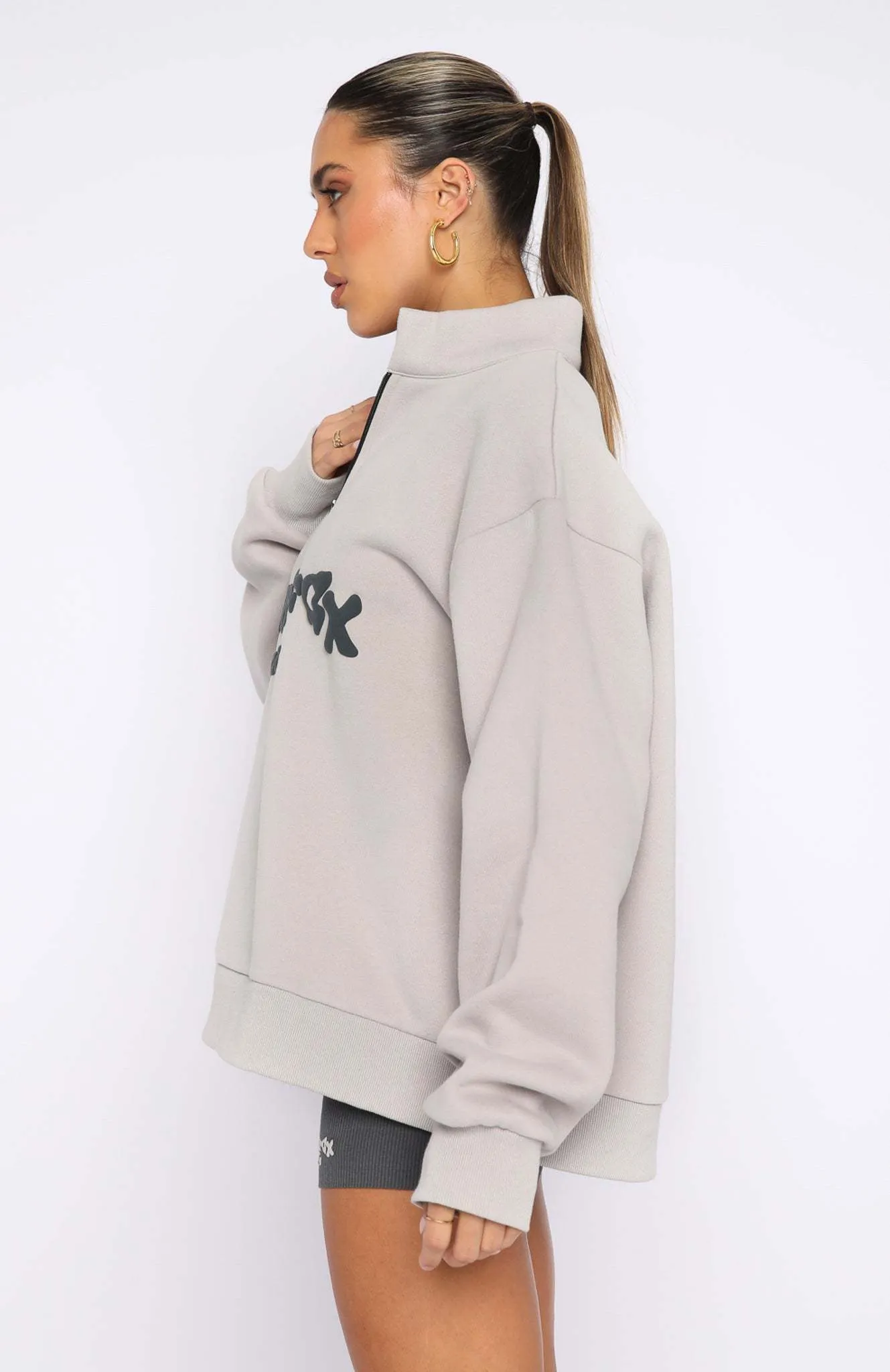 WHITE FOX  |Blended Fabrics Street Style Long Sleeves Oversized Logo