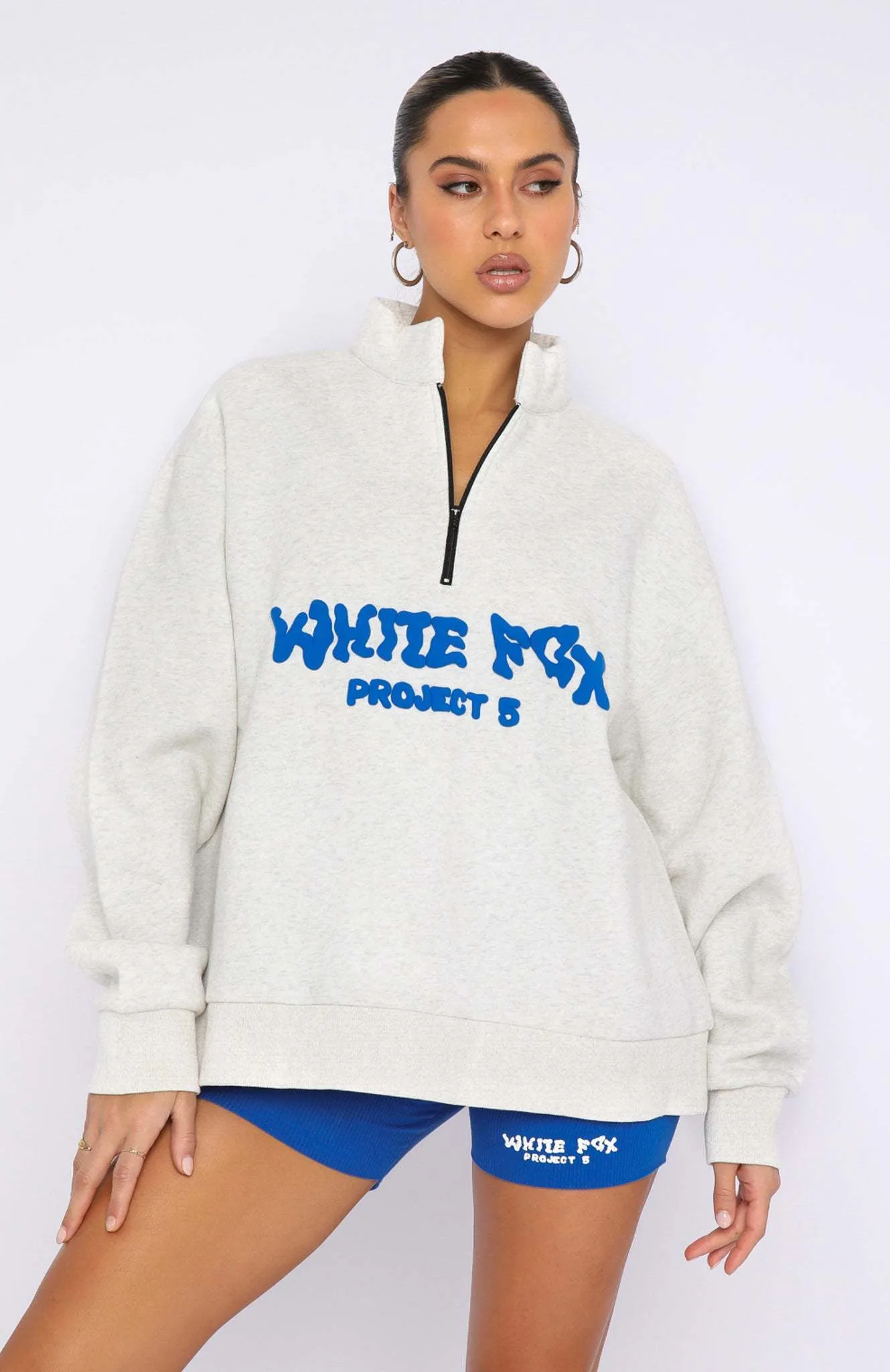 WHITE FOX  |Blended Fabrics Street Style Long Sleeves Oversized Logo