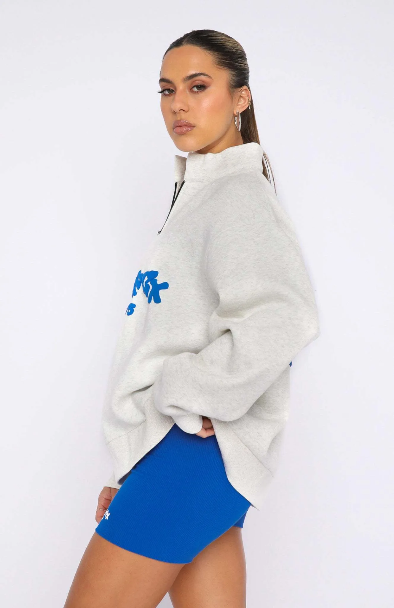 WHITE FOX  |Blended Fabrics Street Style Long Sleeves Oversized Logo