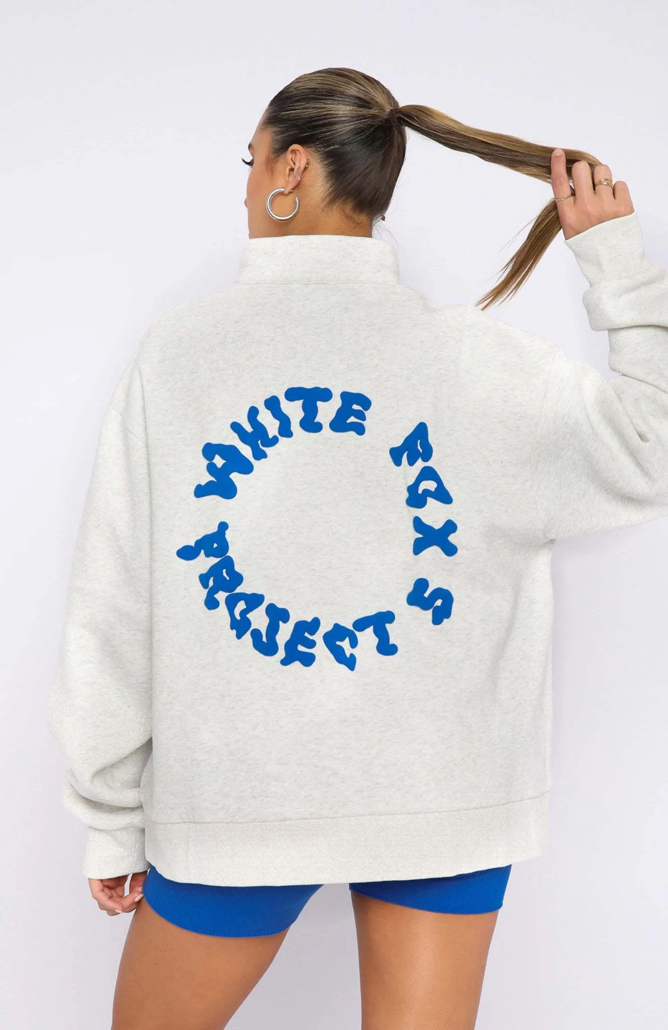 WHITE FOX  |Blended Fabrics Street Style Long Sleeves Oversized Logo