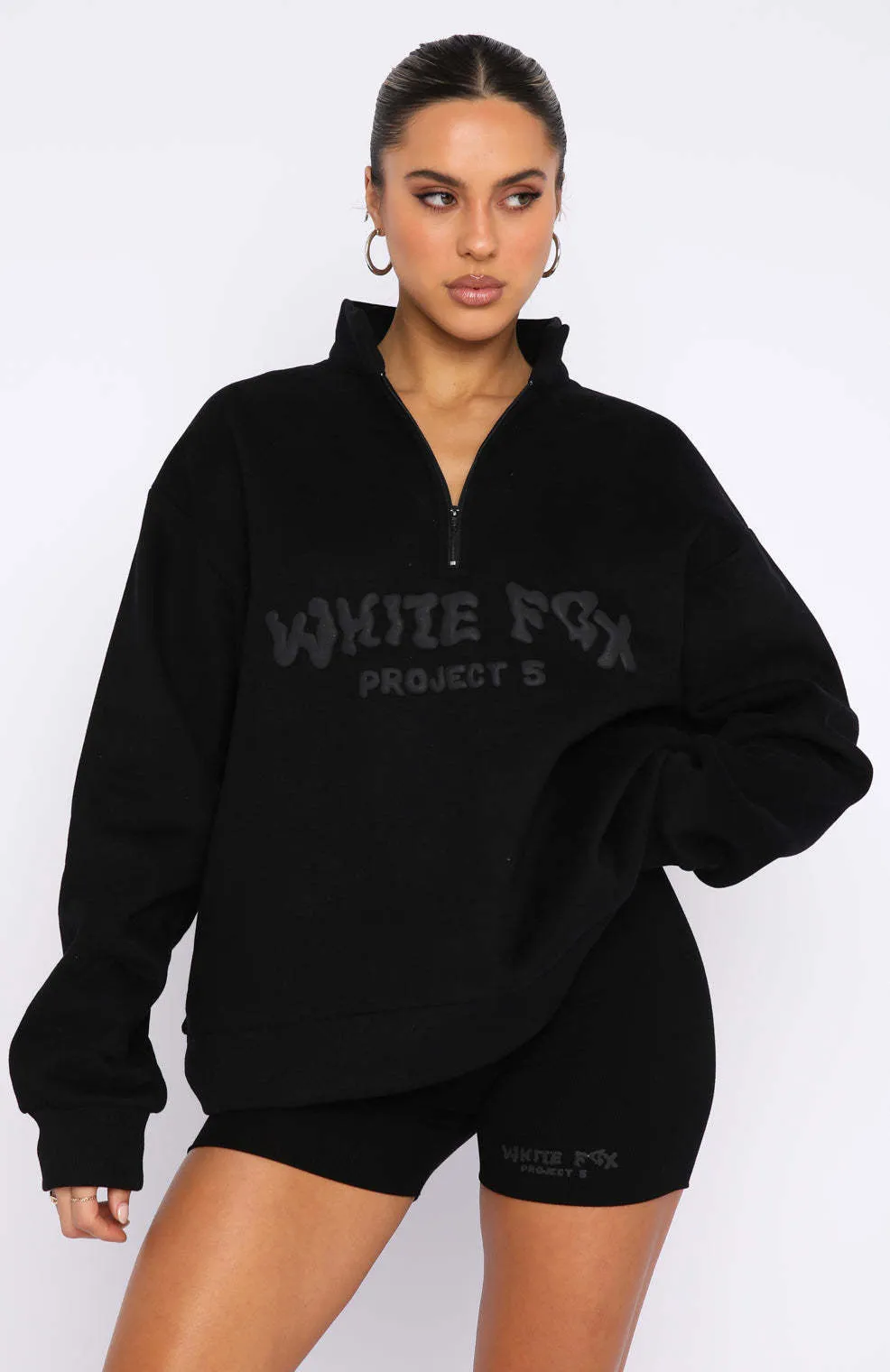 WHITE FOX  |Blended Fabrics Street Style Long Sleeves Oversized Logo