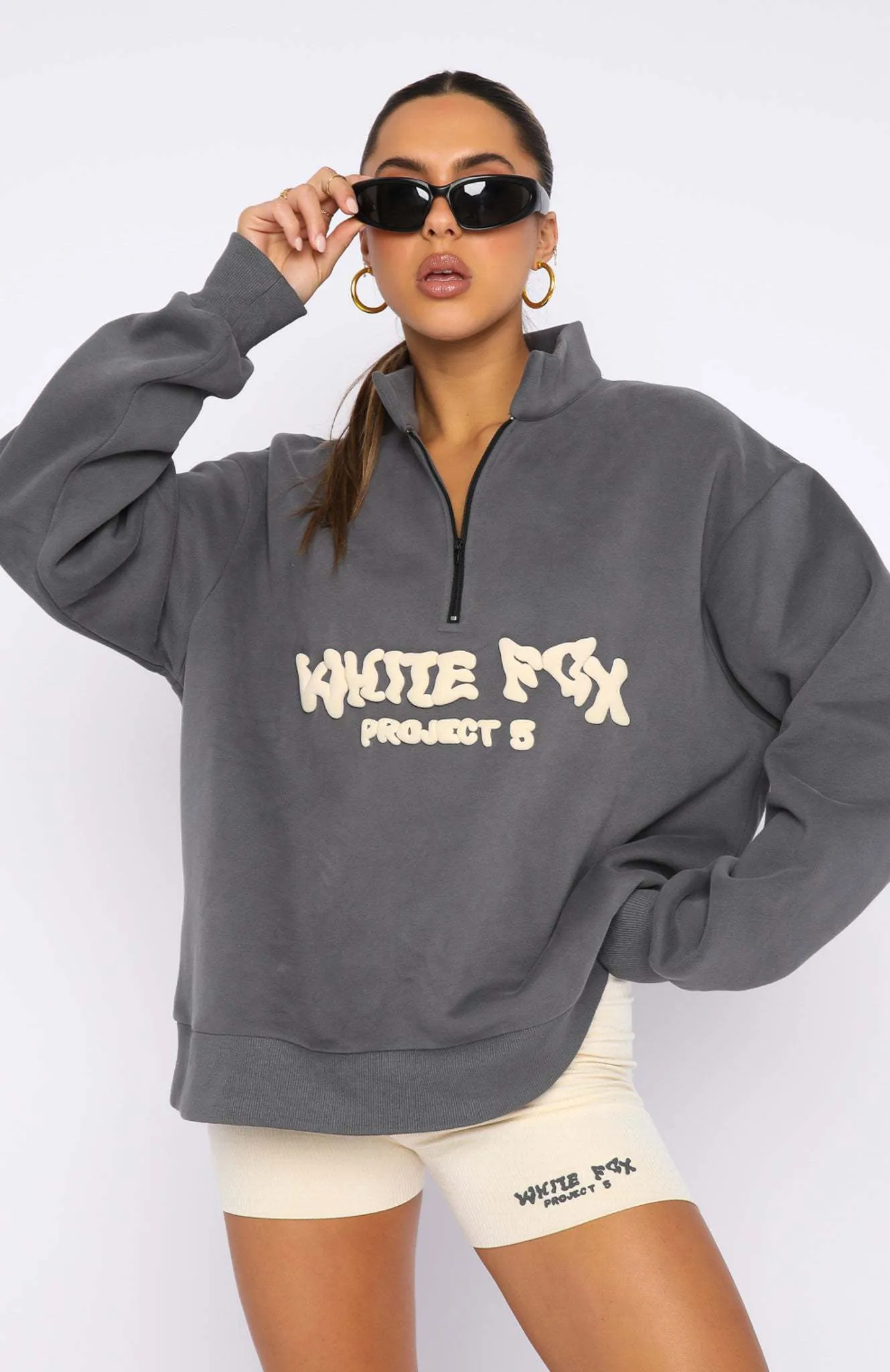 WHITE FOX  |Blended Fabrics Street Style Long Sleeves Oversized Logo