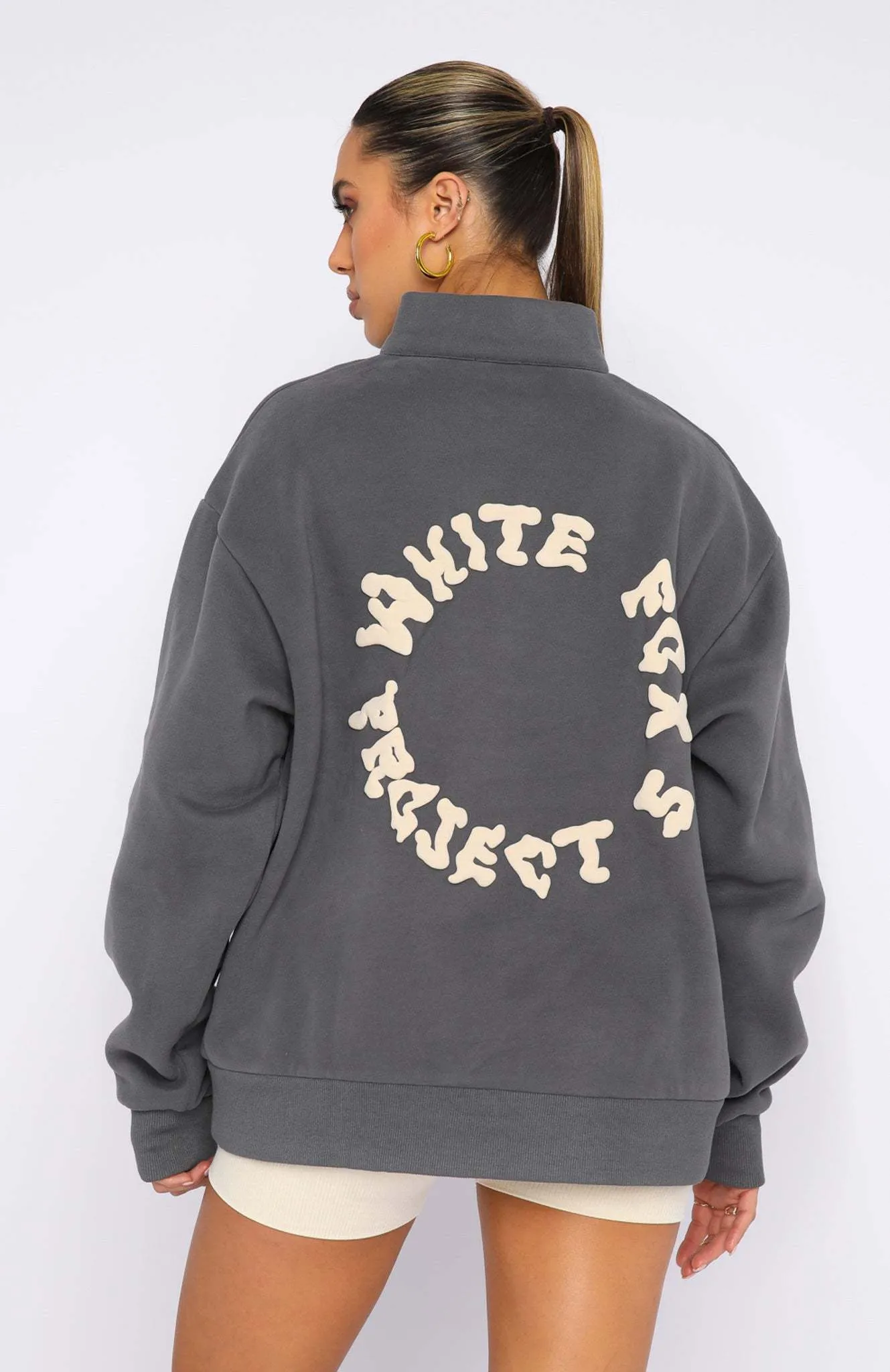 WHITE FOX  |Blended Fabrics Street Style Long Sleeves Oversized Logo