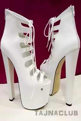 White Gladiator Style Peep toe Platform High Heels