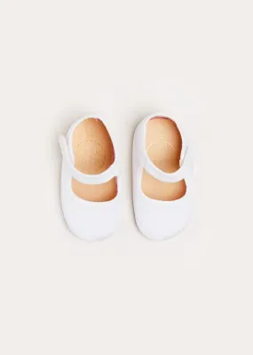 Woven Mary Jane Pram Shoes in White (17-20EU)